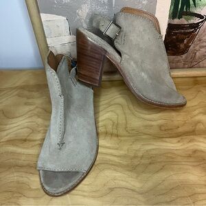 Frye Suede Slingback Peep Toe Mules, Chunky Heel